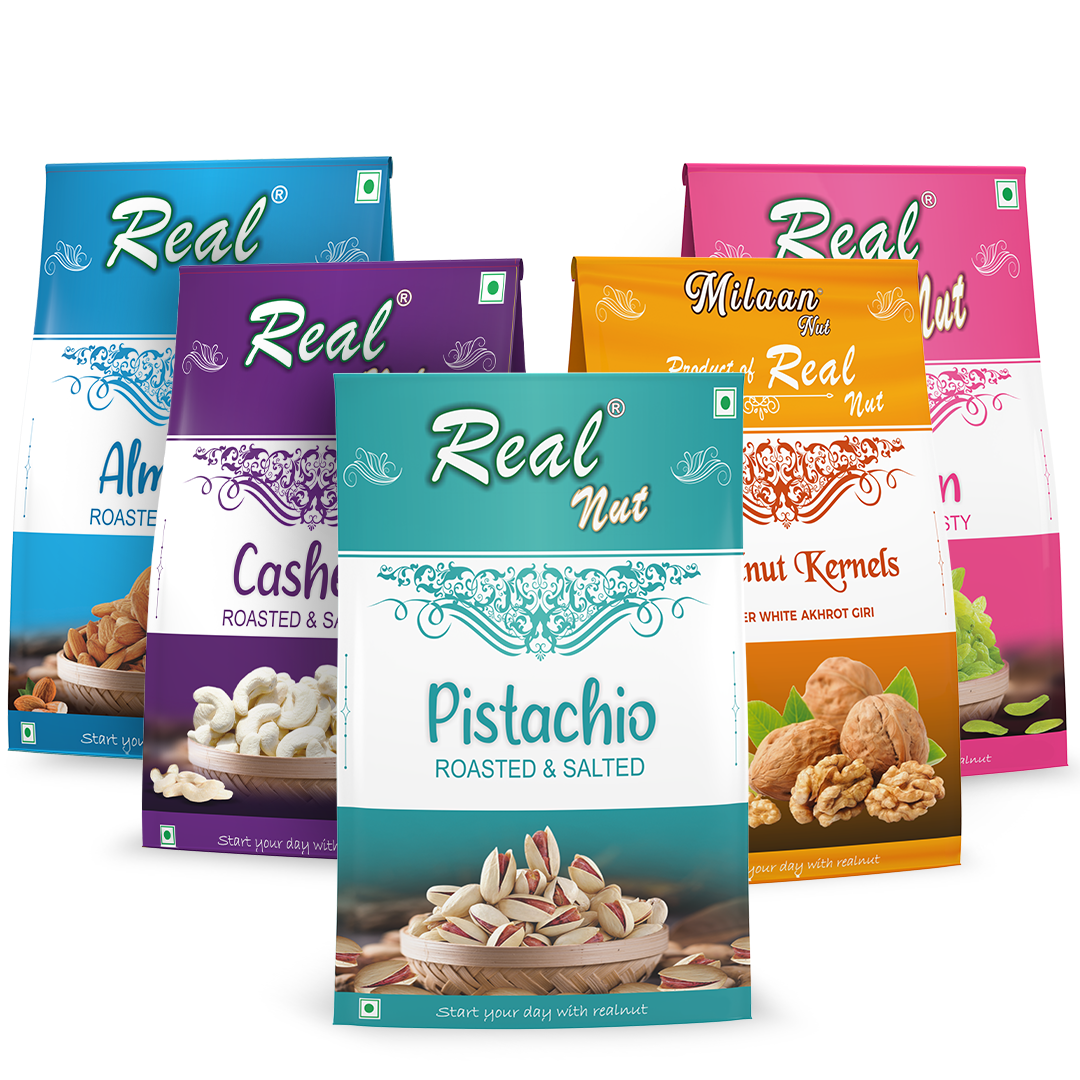 PISTA ROASTED SALTED, CASHEW ROASTED SALTED, ALMOND ROASTED SALTED, WALNUT KERNEL and RAISIN SWEET TASTY - 200g